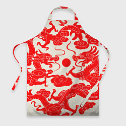 Фартук кулинарный Японские красные драконы, цвет: 3D-принт