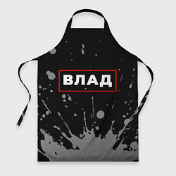 Фартук кулинарный Влад - в красной рамке на темном, цвет: 3D-принт