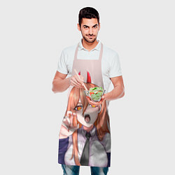 Фартук кулинарный Человек - бензопила Пауэр с рогами, цвет: 3D-принт — фото 2