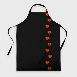 Фартук кулинарный Дорожка разбитых сердец - темный, цвет: 3D-принт