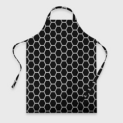 Фартук кулинарный Черно белые соты абстракция, цвет: 3D-принт