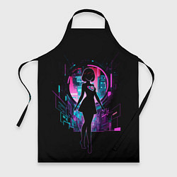 Фартук кулинарный Silhouette of a cute anime girl, цвет: 3D-принт