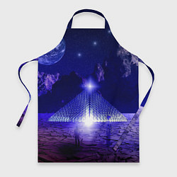 Фартук кулинарный Синяя магическая пирамида, горы и космос, цвет: 3D-принт