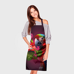 Фартук кулинарный Попугай ара с цветами, цвет: 3D-принт — фото 2