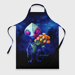 Фартук кулинарный Инопланетянин с букетом цветов, цвет: 3D-принт