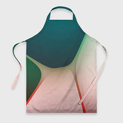 Фартук кулинарный Абстрактные зелёные и розовые пластины, цвет: 3D-принт