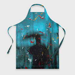 Фартук кулинарный Абстрактный светло-синий туман и краски, цвет: 3D-принт