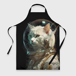 Фартук кулинарный Белый пушистый кот космонавт, цвет: 3D-принт