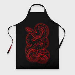 Фартук кулинарный Красная неоновая змея, цвет: 3D-принт
