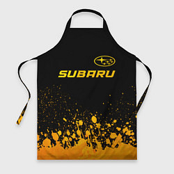 Фартук кулинарный Subaru - gold gradient: символ сверху, цвет: 3D-принт