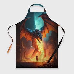 Фартук кулинарный Огненный дракон и рыцарь, цвет: 3D-принт