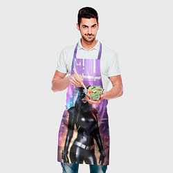 Фартук кулинарный Девушка-кошка - киберпанк, цвет: 3D-принт — фото 2