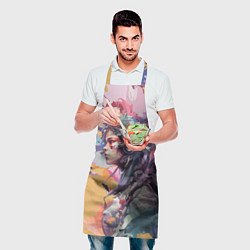 Фартук кулинарный Киберлетчица в цветах - Хуф и Ся, цвет: 3D-принт — фото 2