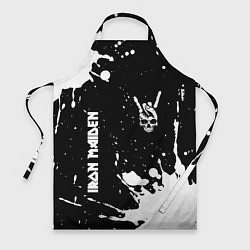 Фартук кулинарный Iron Maiden и рок символ на темном фоне, цвет: 3D-принт
