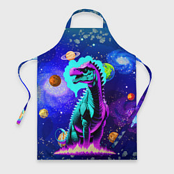 Фартук кулинарный Динозавр в космосе - неоновое свечение, цвет: 3D-принт