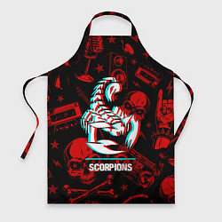 Фартук кулинарный Scorpions rock glitch, цвет: 3D-принт