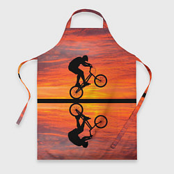 Фартук кулинарный Велосипедист в отражении, цвет: 3D-принт