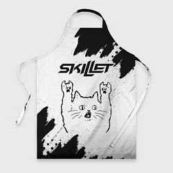Фартук Skillet рок кот на светлом фоне