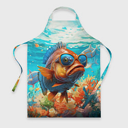 Фартук кулинарный Рыба в солнечных очках в воде, цвет: 3D-принт