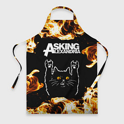 Фартук кулинарный Asking Alexandria рок кот и огонь, цвет: 3D-принт