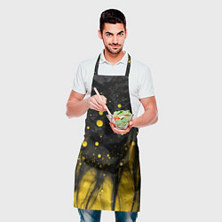 Фартук кулинарный Желтые брызги на черном фоне, цвет: 3D-принт — фото 2