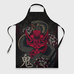 Фартук кулинарный Oni mask and snake, цвет: 3D-принт