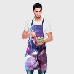 Фартук кулинарный Кибер-девушка неон аниме, цвет: 3D-принт — фото 2