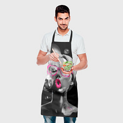 Фартук кулинарный Девушка и пузыри, цвет: 3D-принт — фото 2