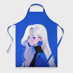 Фартук кулинарный Аниме- девушка в синем, цвет: 3D-принт