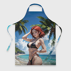 Фартук Девушка с рыжими волосами на пляже