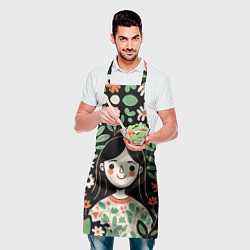 Фартук кулинарный Девочка в цветах - Бохо, цвет: 3D-принт — фото 2
