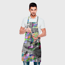 Фартук кулинарный Серая абстракция с цветными элементами, цвет: 3D-принт — фото 2