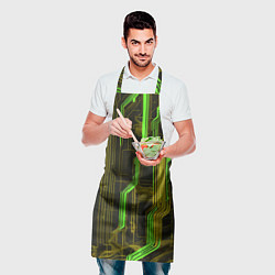 Фартук кулинарный Кибер схема зелёная, цвет: 3D-принт — фото 2