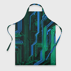 Фартук кулинарный Кибер схемы синие, цвет: 3D-принт