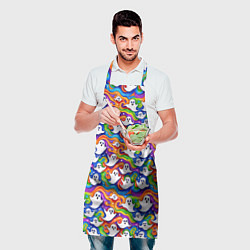 Фартук кулинарный Веселые привидения на красочном фоне, цвет: 3D-принт — фото 2