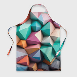 Фартук кулинарный Полигональные объемные кубы и тетраэдры в пастельн, цвет: 3D-принт