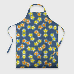 Фартук кулинарный Желто-оранжевая мозаика на синем фоне, цвет: 3D-принт
