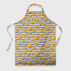 Фартук кулинарный Желтые круги на полосатом фоне, цвет: 3D-принт