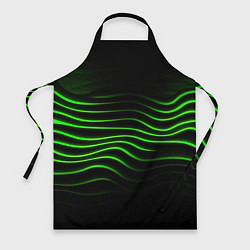 Фартук кулинарный Зеленые абстрактные волны, цвет: 3D-принт