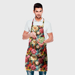 Фартук кулинарный Узор из роз и разных цветов, цвет: 3D-принт — фото 2