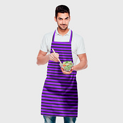 Фартук кулинарный Фиолетовый в чёрную полоску, цвет: 3D-принт — фото 2