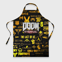 Фартук кулинарный Doom золотые логотипы игр, цвет: 3D-принт