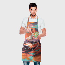 Фартук кулинарный Автомобиль в оранжевом цвете, цвет: 3D-принт — фото 2