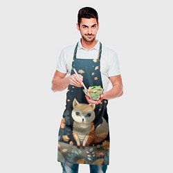 Фартук кулинарный Фэнтезийная лисичка в лесу фолк-арт, цвет: 3D-принт — фото 2