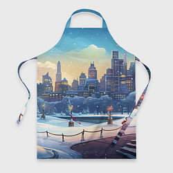 Фартук кулинарный Зимний большой город, цвет: 3D-принт