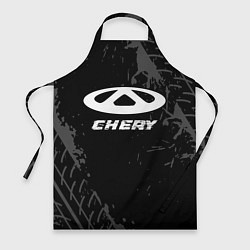 Фартук кулинарный Chery speed на темном фоне со следами шин, цвет: 3D-принт