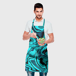 Фартук кулинарный Абстракция плазма бирюзовый, цвет: 3D-принт — фото 2