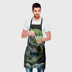 Фартук кулинарный Зеленый дракон символ 2024, цвет: 3D-принт — фото 2