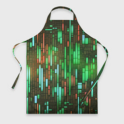 Фартук кулинарный Неоновые полосы зелёные, цвет: 3D-принт