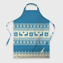 Фартук кулинарный Sweater with deer on a blue background, цвет: 3D-принт